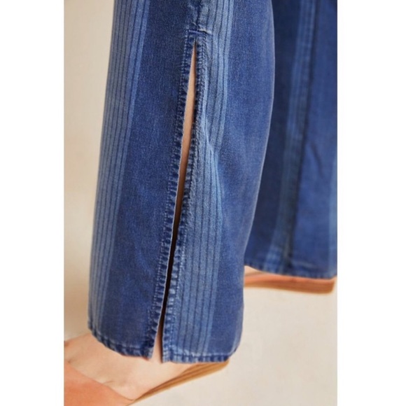 Anthropologie Cloth & Stone Laney Chambray Jumpsuit Striped Pants Jumpsuit XL - Picture 5 of 14